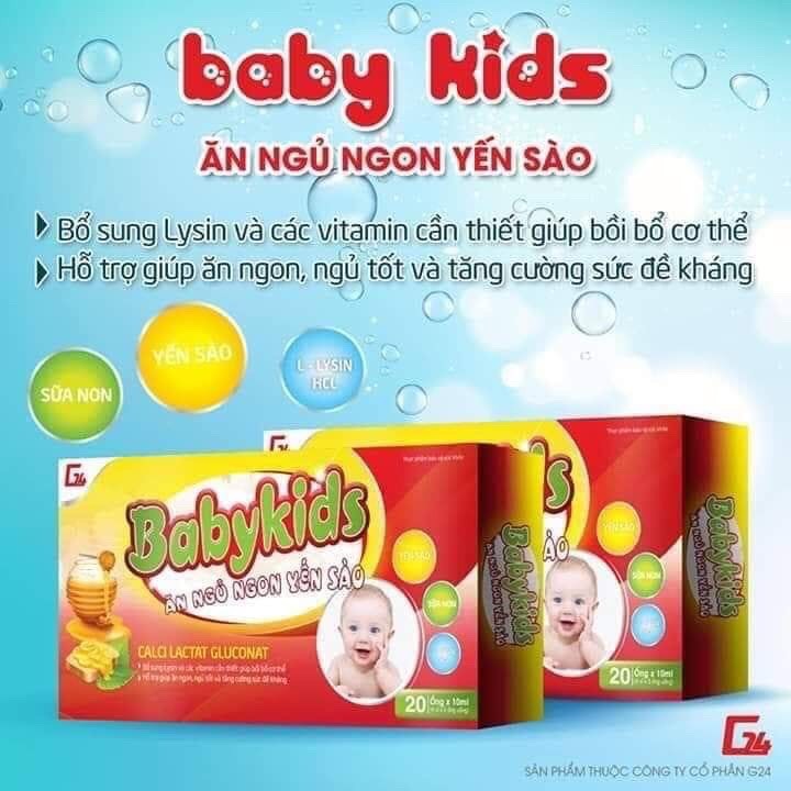 Sirô yến sào Baby Kids cho bé ăn ngủ ngon, nuôi con nhàn tênh - HỘP 20 ống