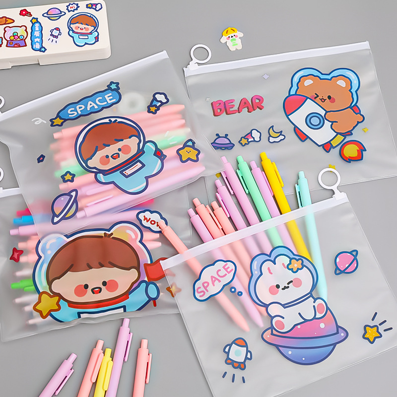 Túi đựng bút trong suốt dễ thương - Túi zip A5 nhiều mẫu cute