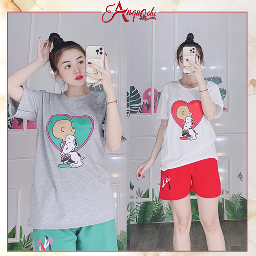 Đồ bộ mặc nhà nữ đồ bộ nữ dễ thương đồ mặc nhà bigsize nữ giá rẻ bộ thun bộ mặc nhà A041 - Anquachi