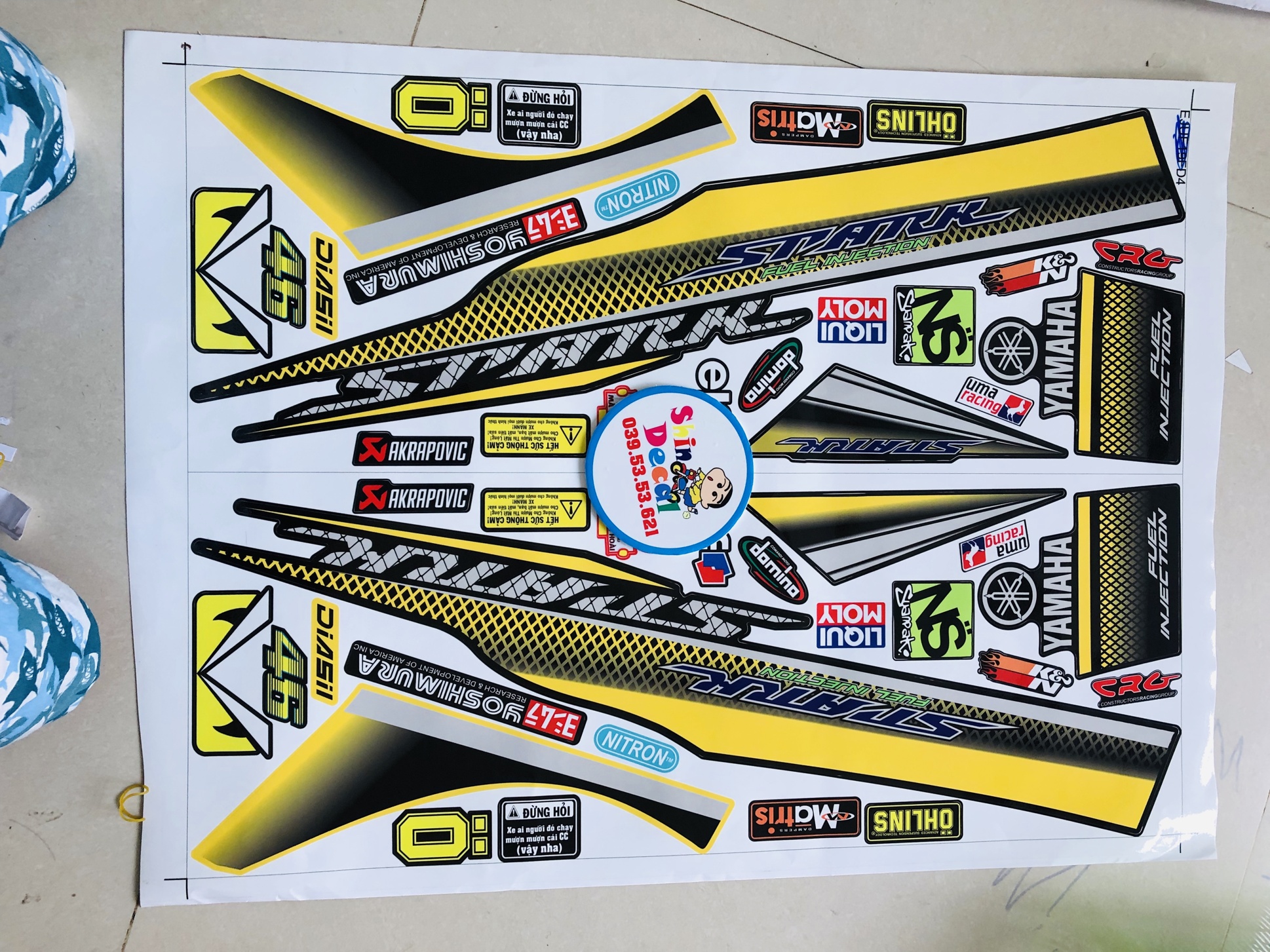 Tem rời sirius spark vàng đen