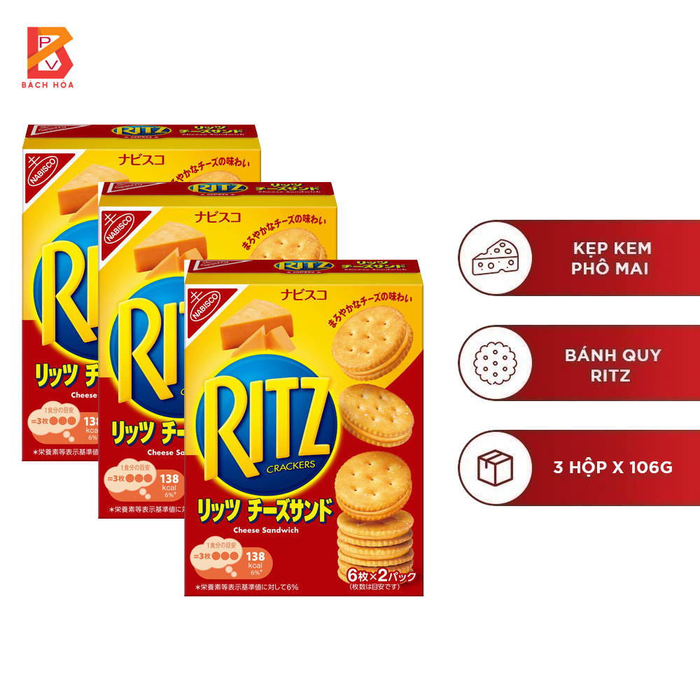Combo 3 hộp  Bánh Quy Ritz Kẹp Kem Phô Mai 106g