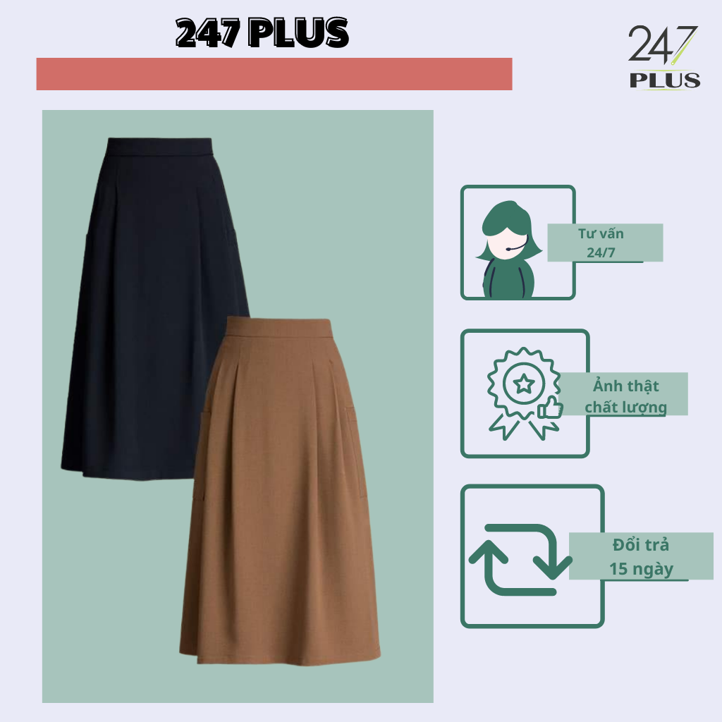 Chân váy công sở xếp ly 2 bên