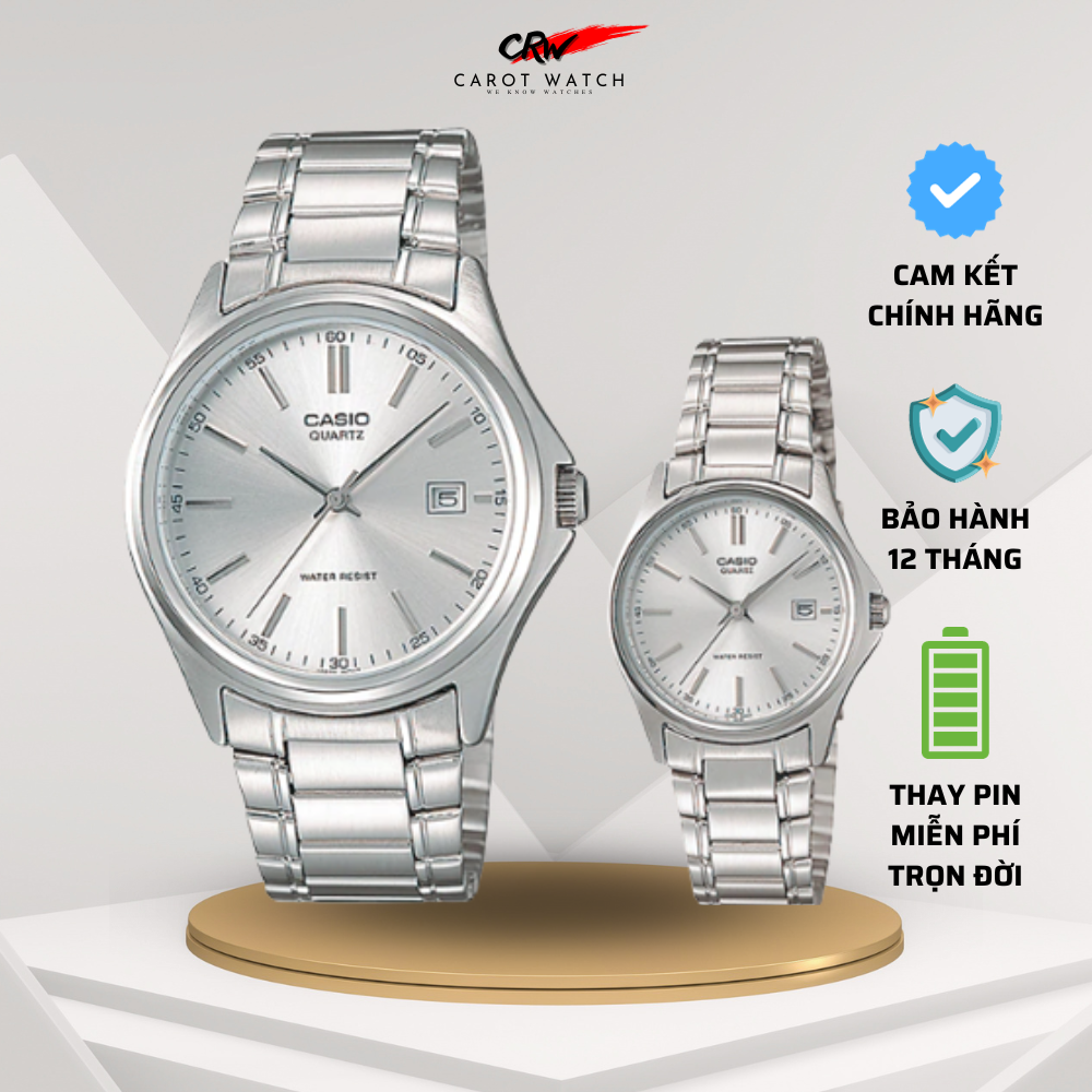Đồng hồ cặp nam nữ casio mtp-1183a-7a và ltp-1183a-7a kim loại chống nước carot watch