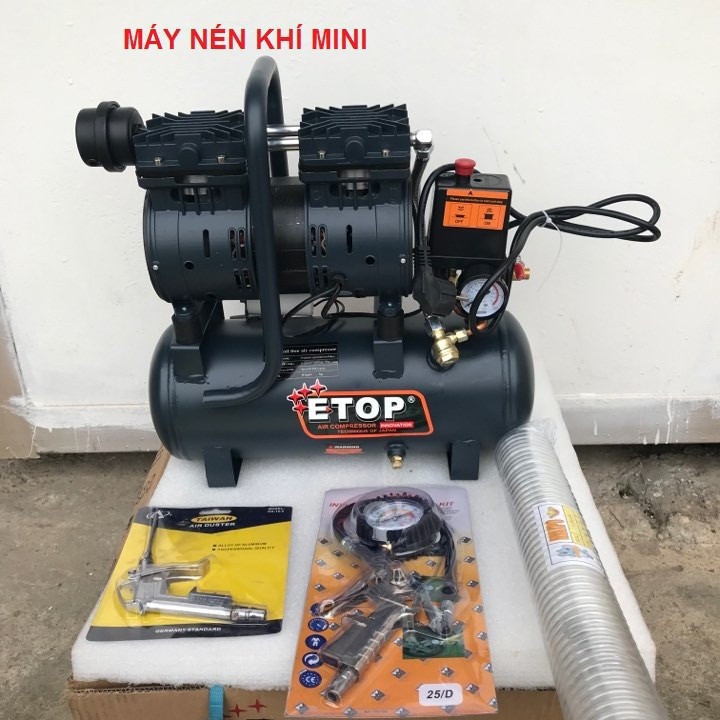 Máy nén khí, Máy nén khí etop Thái Lan 9L kèm bộ phụ kiện sẵn sử dụng