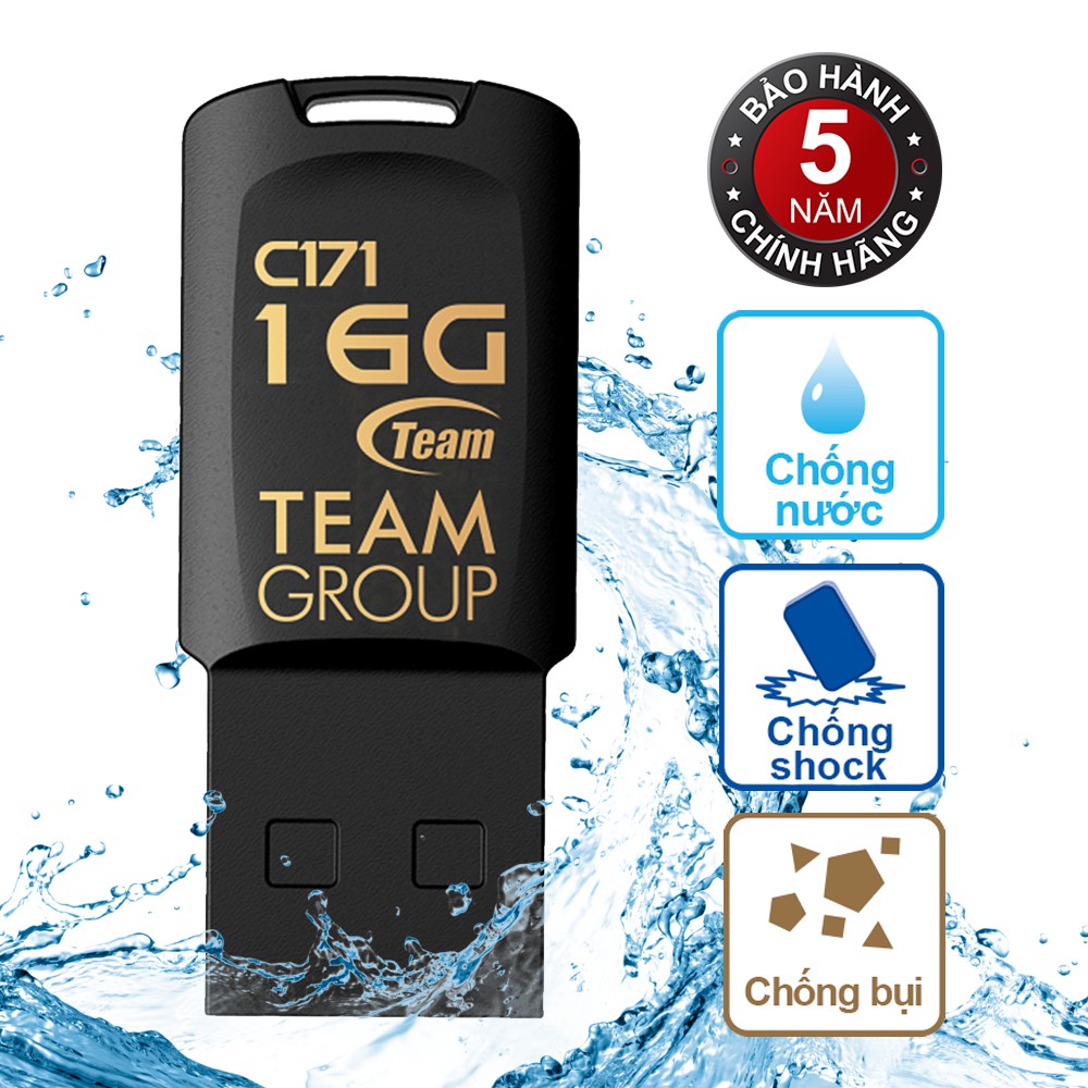 Usb 2.0 team group c171 16gb chống nước taiwan tặng đèn led cổng usb - hãng phân phối chính thức
