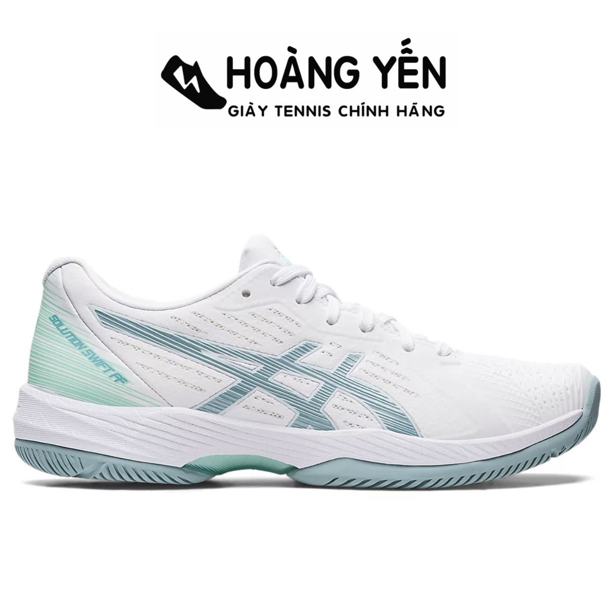 Giày Tennis Nữ chính hãng | Giày Tennis Asics Solution Swift FF Trắng xanh ngọc | Women Asics Tennis Shoes 2023