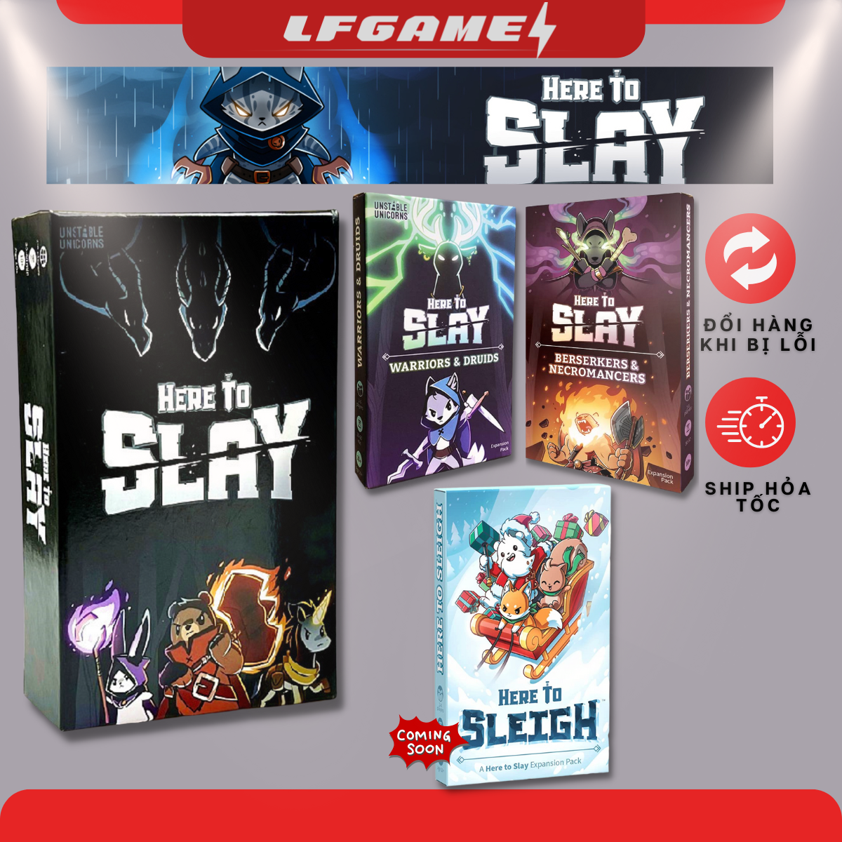 Bộ Trò Chơi Board Game Here to Slay và gói mở rộng chất lượng cao