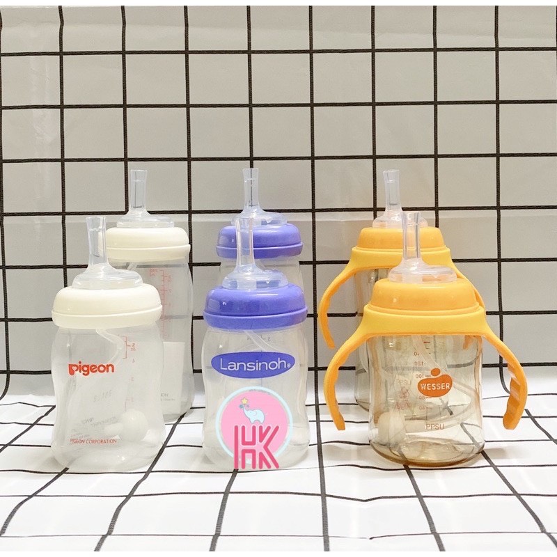 Ống Tập Hút Bình Sữa Cổ Rộng Pigeon , Lansinoh Momma , Moyuum P09 (Không kèm bình)