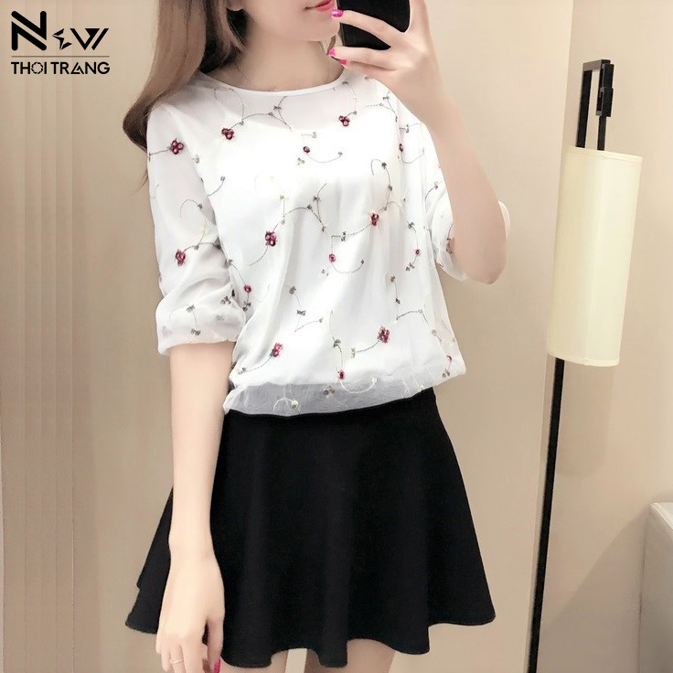 Áo Ren 2 Lớp Thêu Hoa - New Thoi Trang