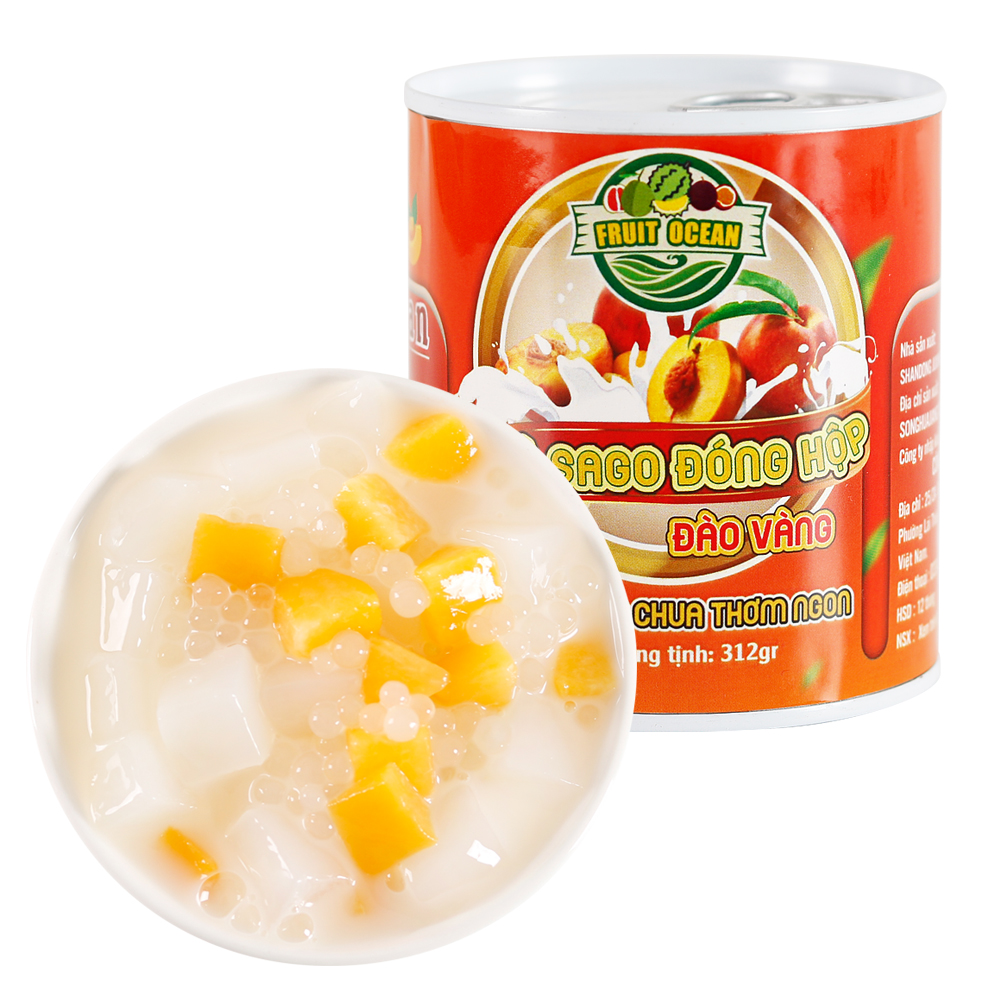 Sản phẩm mới , Đào vàng sago , Sữa chua đào vàng, men đào vàng, trái cây nguyên chất 312g Đồ ăn nhẹ, Ăn liền, Thực phẩm tốt cho sức khỏe, Giàu Vitamin, Thực phẩm ăn liền 