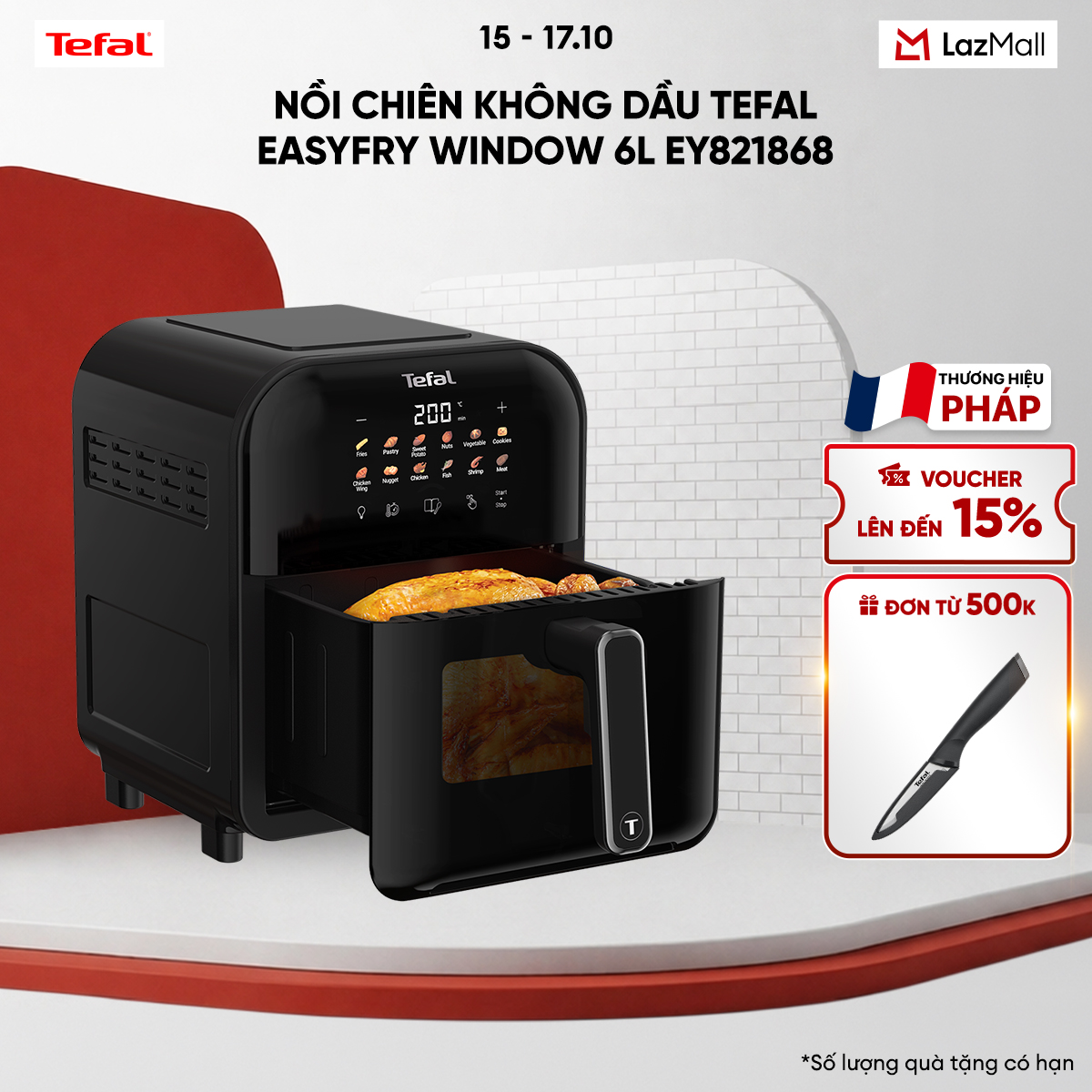 Tefal Window Ey821868 Oil-Free Fryer - 6L - Electronics
