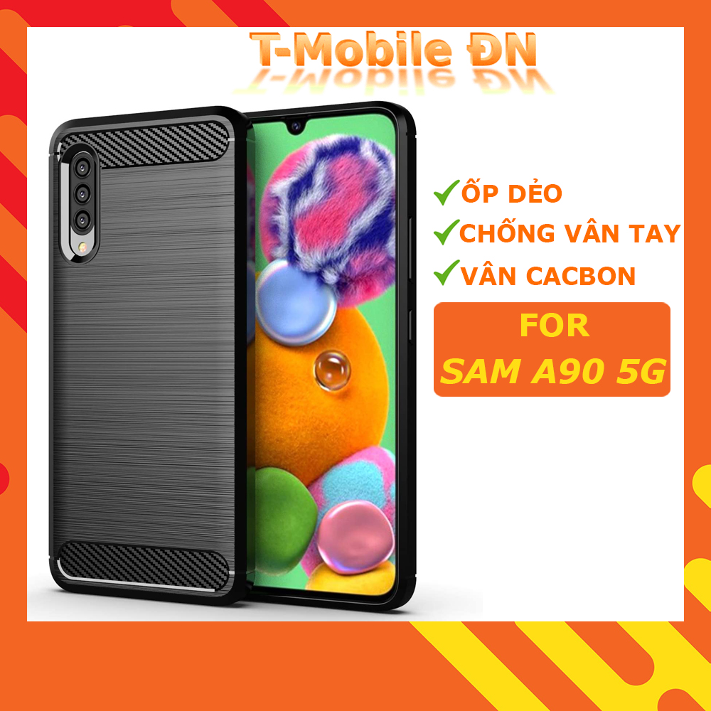 Ốp lưng Samsung A90 5G ốp silicone mềm Carbone phay xước chống sốc chống vân tay