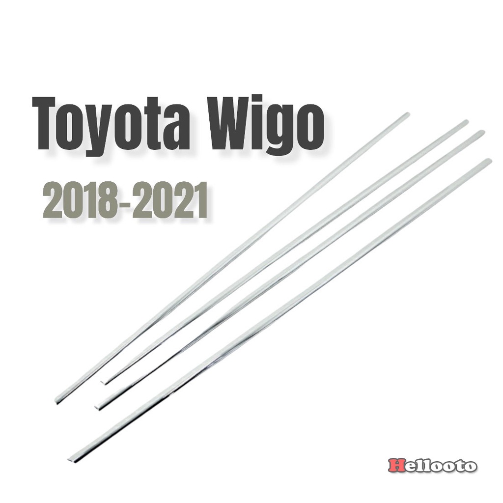Nẹp Chân Kính Inox Xe Wigo 2018 2019 2020 -4 Chi Tiết Chất Liệu Inox 304 Sáng Bóng, Phụ Kiện Trang Trí Ngoại Thất Tuyệt Vời Cho Xe