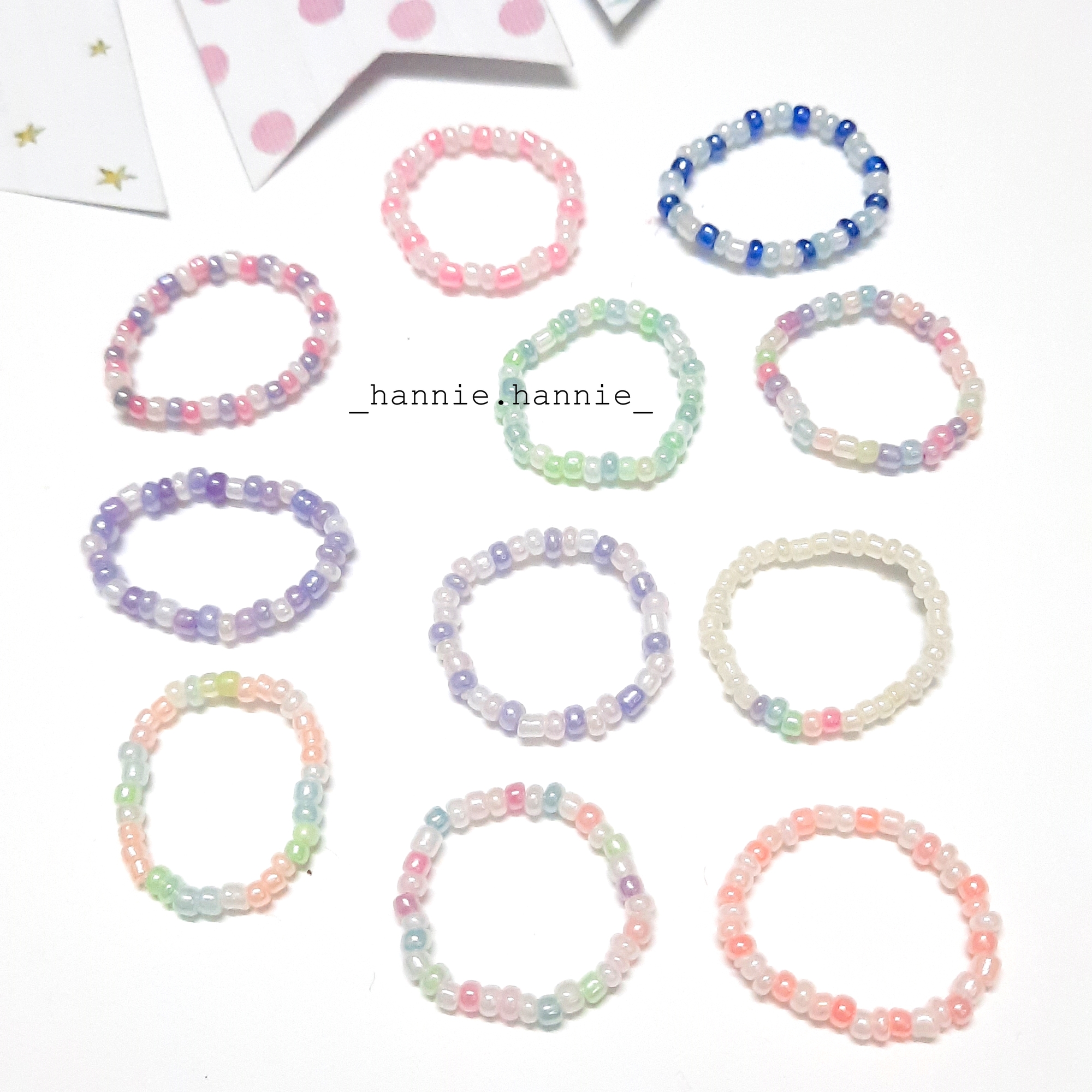 🌈 Nhẫn nữ hạt cườm cầu vồng rainbow handmade
