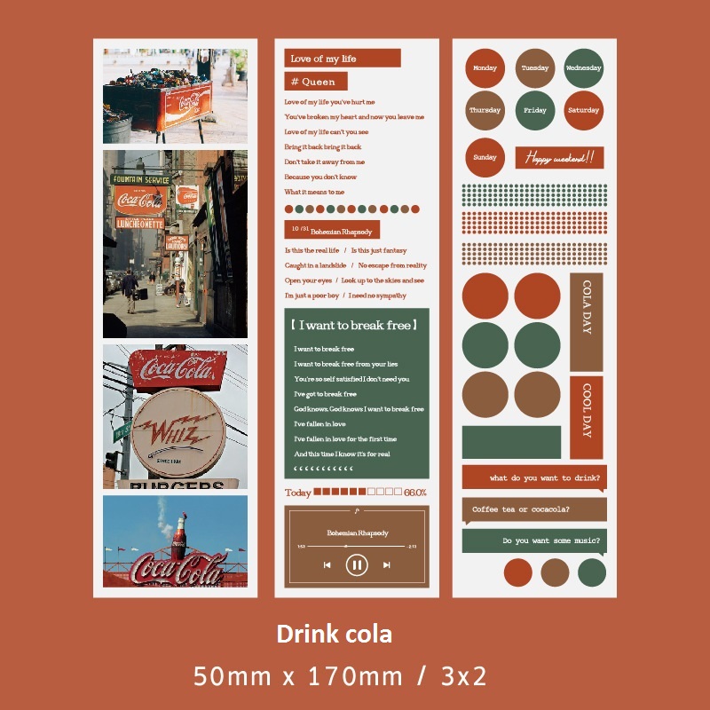 Sticker (hình dán) ảnh theo tone màu trang trí sổ, album, lưu bút, nhật ký