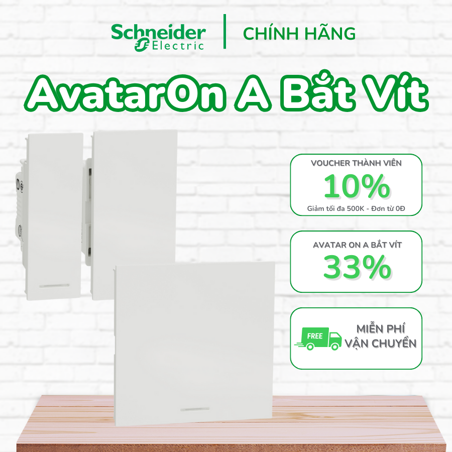 Công tắc 1 chiều Bắt vít - 16AX - Trắng - 250VAC - IP20 - size S/M/E - Dòng AvatarON A Screw - Schneider Electric - M3T31_1FS_WE M3T31_M1FS_WE M3T31_E1FS_WE