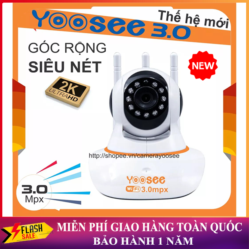 Camera wifi yoosee 3 râu 3.0mp chính hãng, camera ip yoosee 3 ăng ten full hd 1080p, camera ip yoosee 3.0mpx 3 anten thế hệ mới camera ip yoosee 3 anten 3.0mpx thế hệ mới - hàng nhập