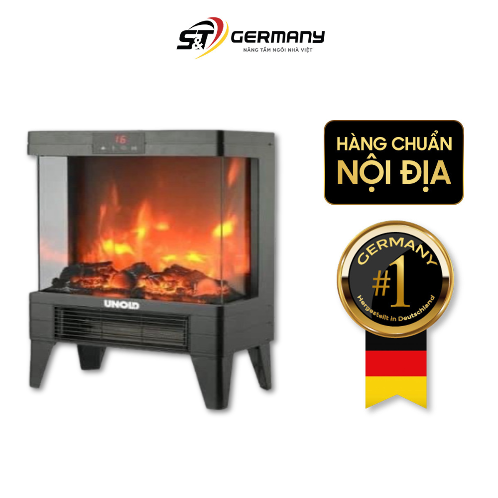 Lò sưởi điện UNOLD 3in1 hiệu ứng ngọn lửa 3D model 2023 nội địa Đức lò
