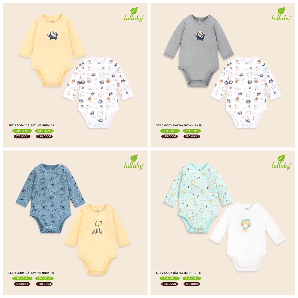 Set 2 body dài tay họa tiết Lullaby