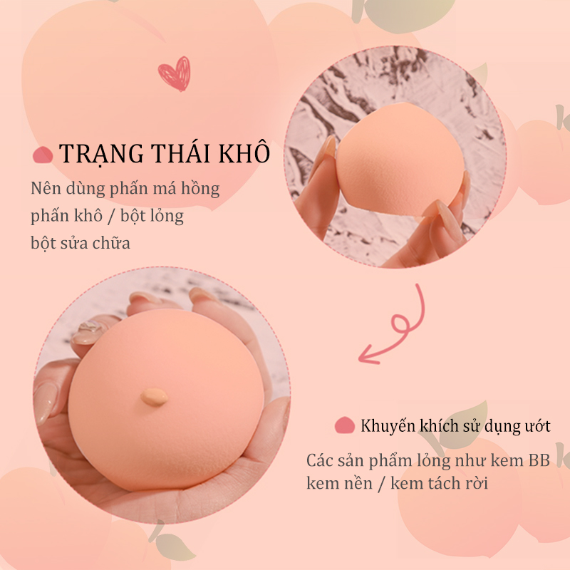 [HCM]Mút trang điểmBông Mút Trang Điểm Tán Kem Nền [Hình quả đào]-Màu sắc được vận chuyển ngẫu nhiên