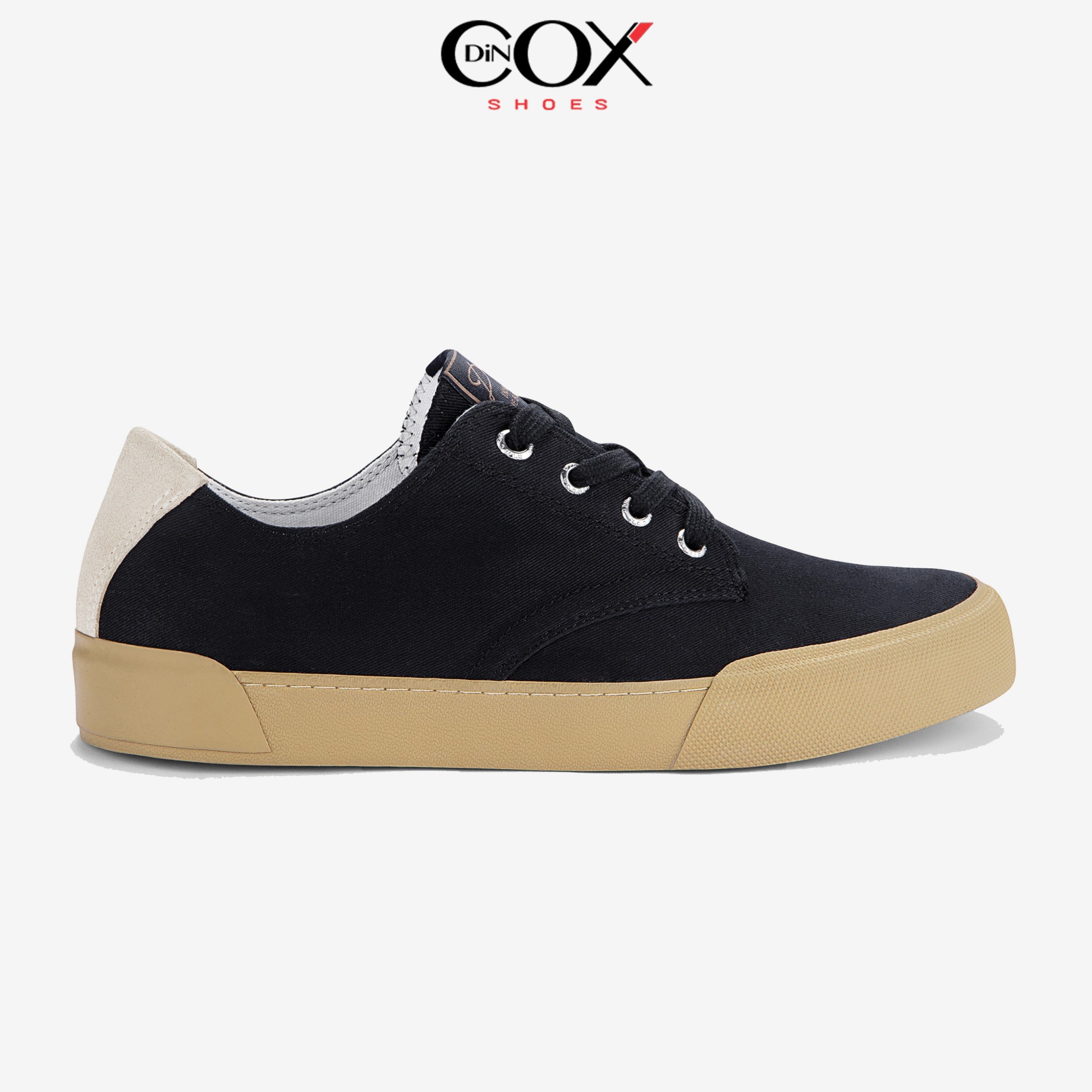 Giày Sneaker Vải Canvas Nam Nữ E22 Black Thanh Lịch Dincox