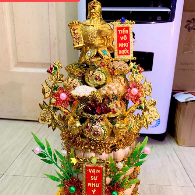 Tháp tỏi Thần Tài ngũ đậu- túi tiền vàng