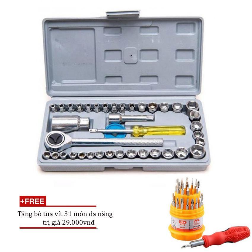 + Bộ dụng cụ sửa chữa ôtô và xe máy 40 món Thiết kế đa năng