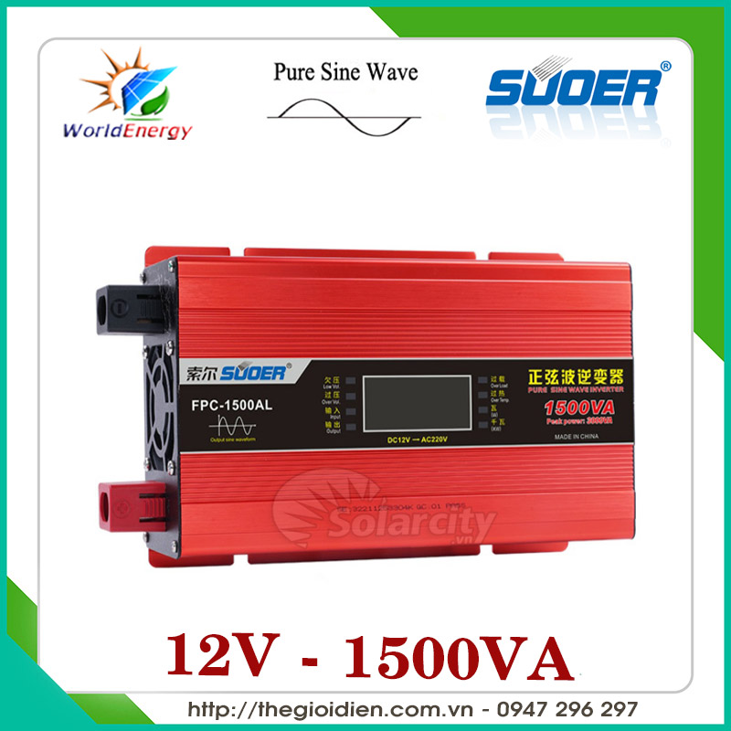 Inverter sin chuẩn Suoer 1500VA-12V FPC-1500AL