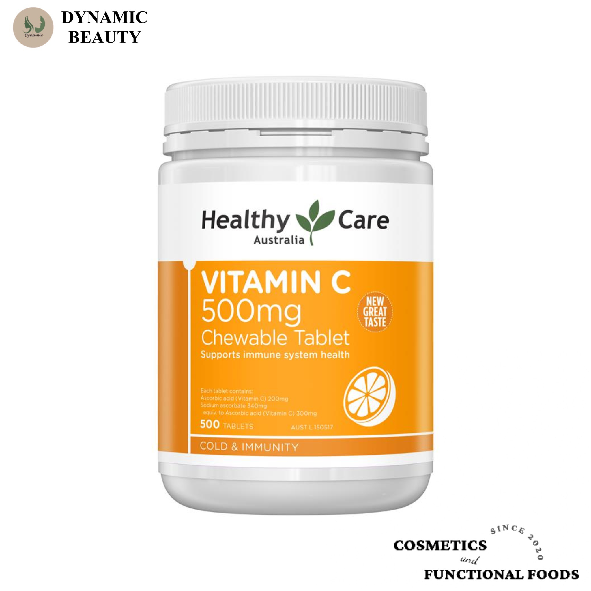 Viên nhai bổ sung vitamin C Healthy care Vitamin c 500 viên chewable tăng sức đề kháng, đẹp da của Úc