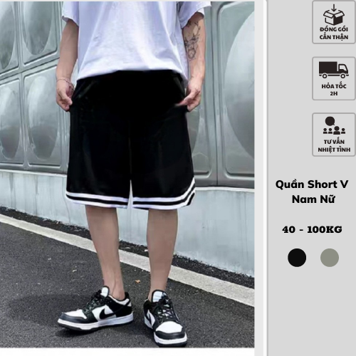 Quần short đùi nam nữ 2 viền V-line Sói Store thời trang bigsize 2 màu