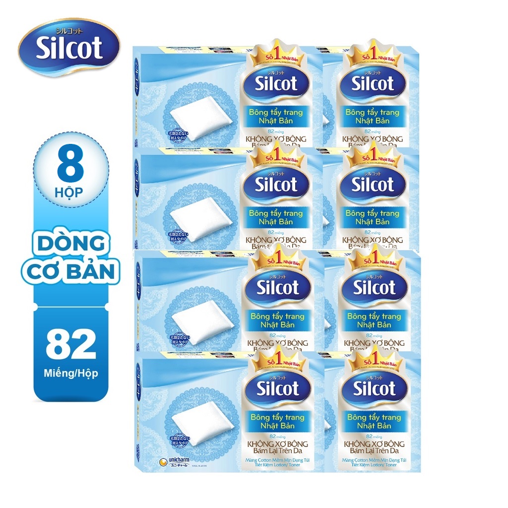 Combo 8 Hộp Bông tẩy trang Silcot cơ bản 82 miếng/hộp