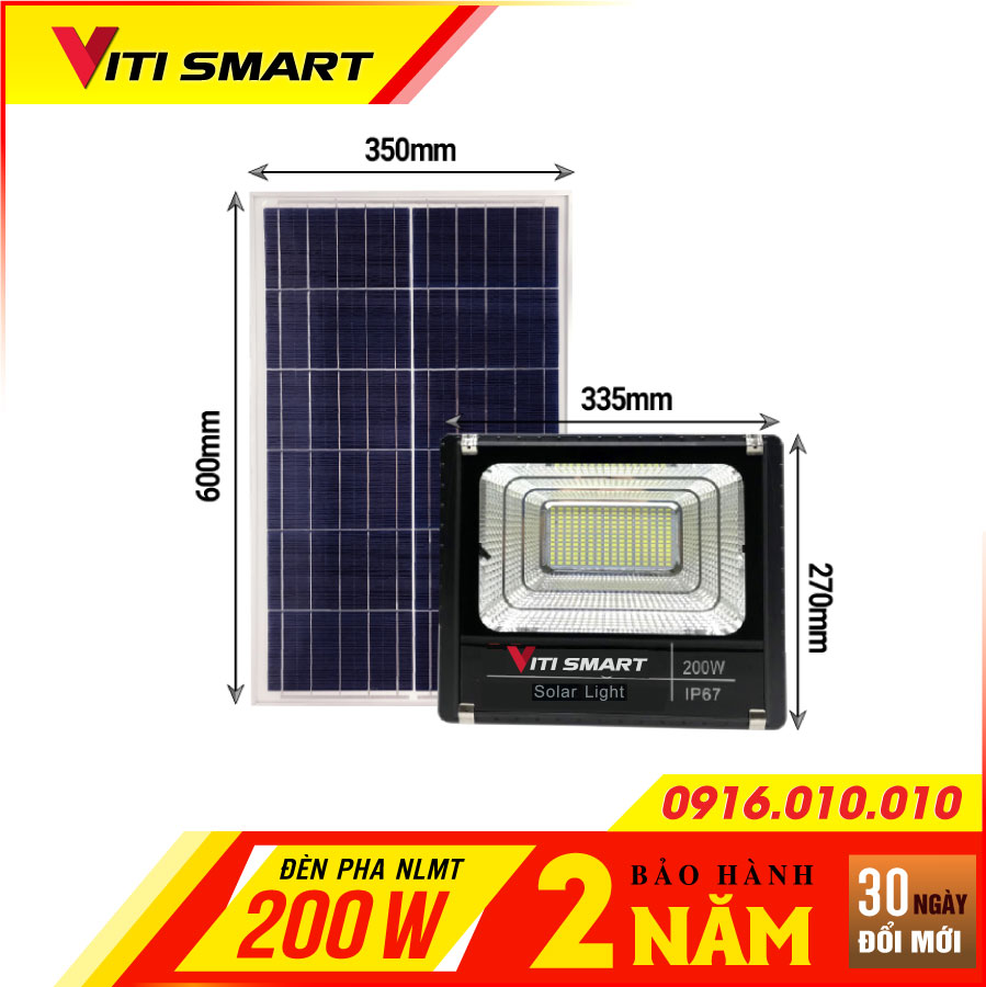 Đèn năng lượng mặt trời pha 1 khoang VITI SMART công suất 200w . den nang