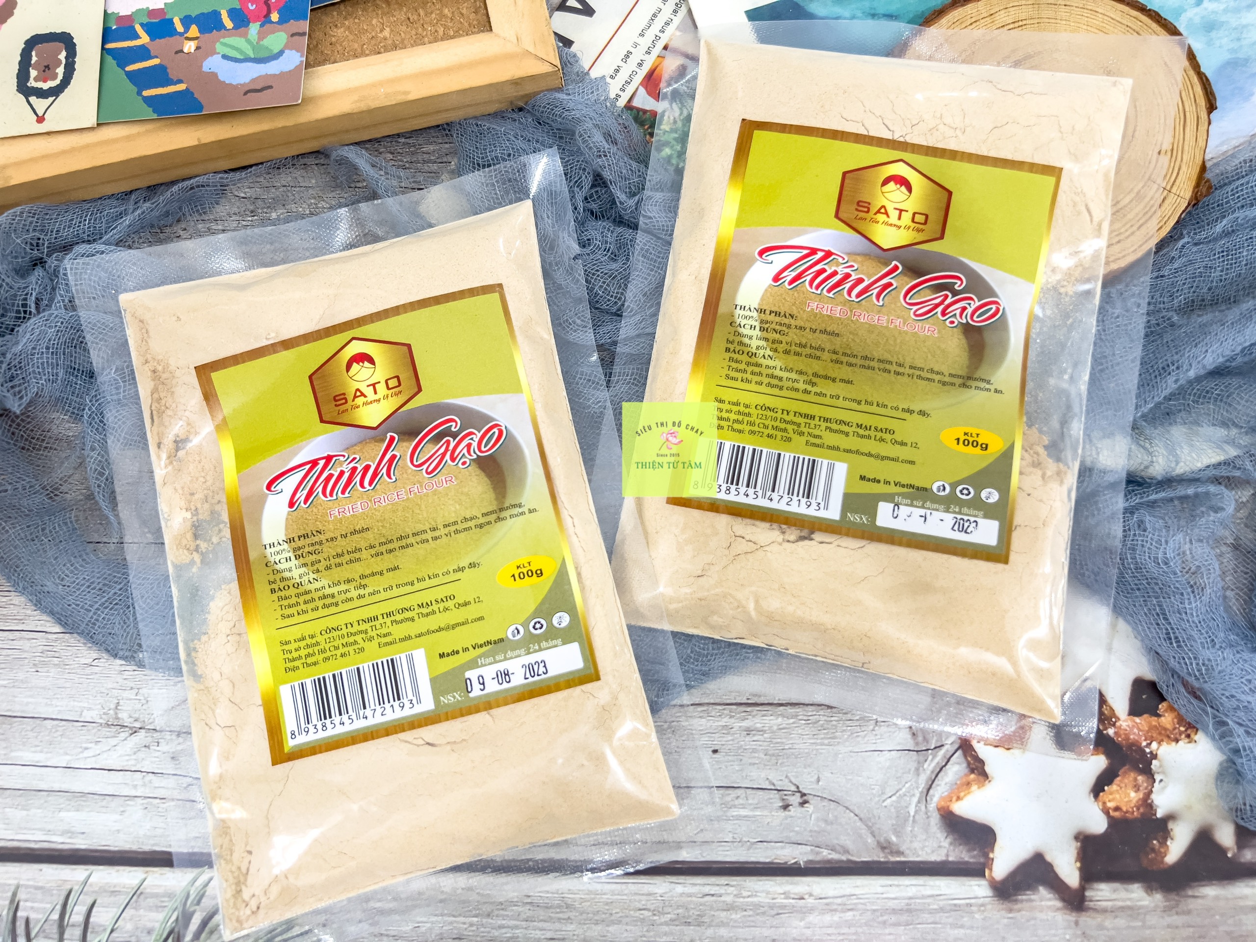 Bột thính gạo sato nguyên chất từ gạo rang gói 100g