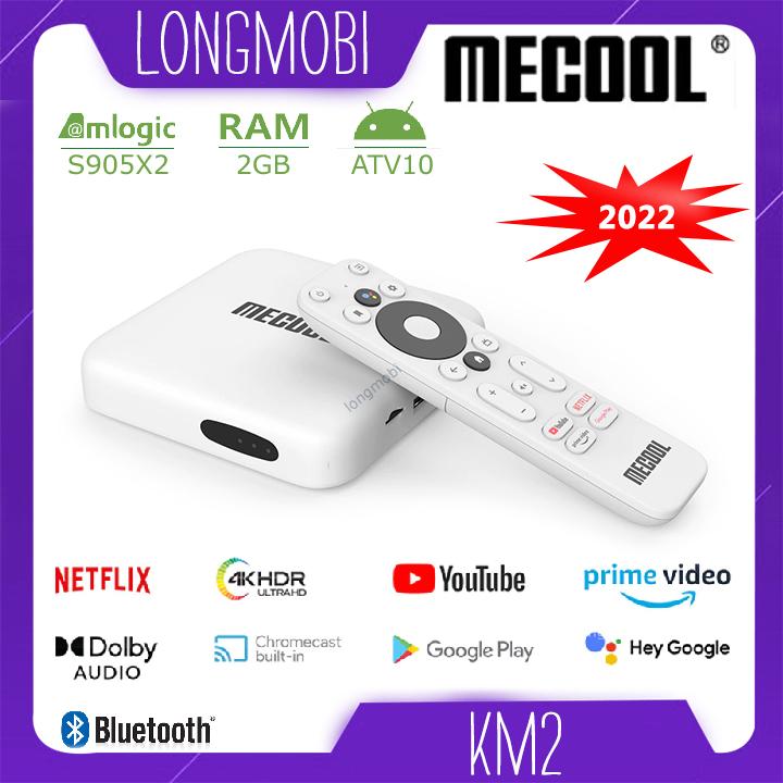 Mecool km2 android tv box hỗ trợ netflix, 4khdr, dobly audio model 2023