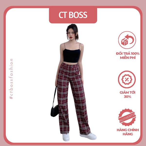 🎁SALE HOT🎁 Quần Baggy Nữ Quần Suông Ôm Chân Kẻ Caro Cạp Cao Form Dáng Chuẩn, Chất Vải Kaki Cao Cấp Dễ Phối Đồ, Nhiều Màu ♦CT BOSS♦