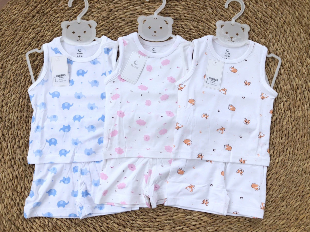 Bộ ba lỗ chất petit in họa tiết dễ thương MOON cho bé