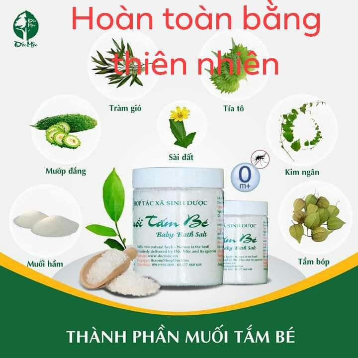 Muối tắm bé Độc Mộc 400G Muối Tắm Bé Sinh Dược Hết RÔM SẨY, CỨT TRÂU, HĂM DA, MỒ HÔI TRỘM Cho Bé
