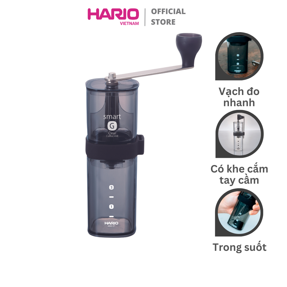 Cối xay cà phê cầm tay Hario Smart G lưỡi gốm, tay cầm có thể tháo rời MSG-2-TB