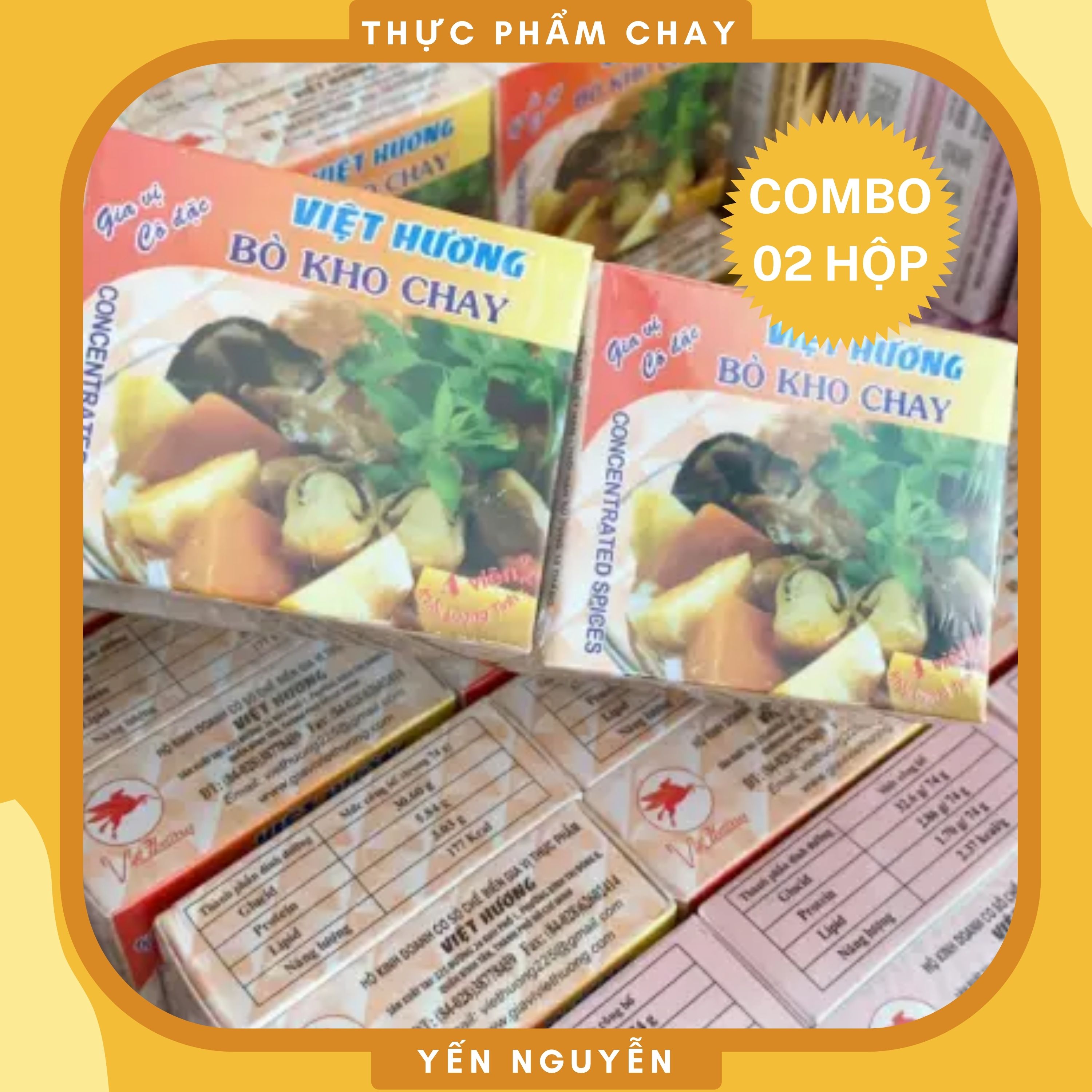 Combo 2 lốc Gia vị Bò Kho Chay Việt Hương 12 hộp 74g tiện lợi, tiết kiệm - Được cô đặc từ nguyên liệu tự nhiên tạo ra hương vị bò kho thuần chay đặc biệt -Thực phẩm chay Yến Nguyễn