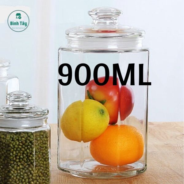 Hủ Thuỷ Tinh 500ml Ngâm Dưa Muối, Hủ Đựng Gia Vị Lục Giác, Các Loại Đậu Có Năp Đậy ngăn kiếng mọt BT-GV9