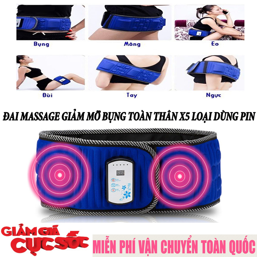 [ Loại Pin Sạc ] Đai Masage, Đai Massage Giảm Mỡ Bụng, Đai Quấn Rung Nóng Nhiệt Pin Sạc X5 Giảm Mỡ Bụng Hiệu Quả, Tiện Lợi Cho Người Hay Di Chuyển, Dễ Sử Dụng - An Toàn, [ Mẫu Mới 2020 Loại Xịn ]
