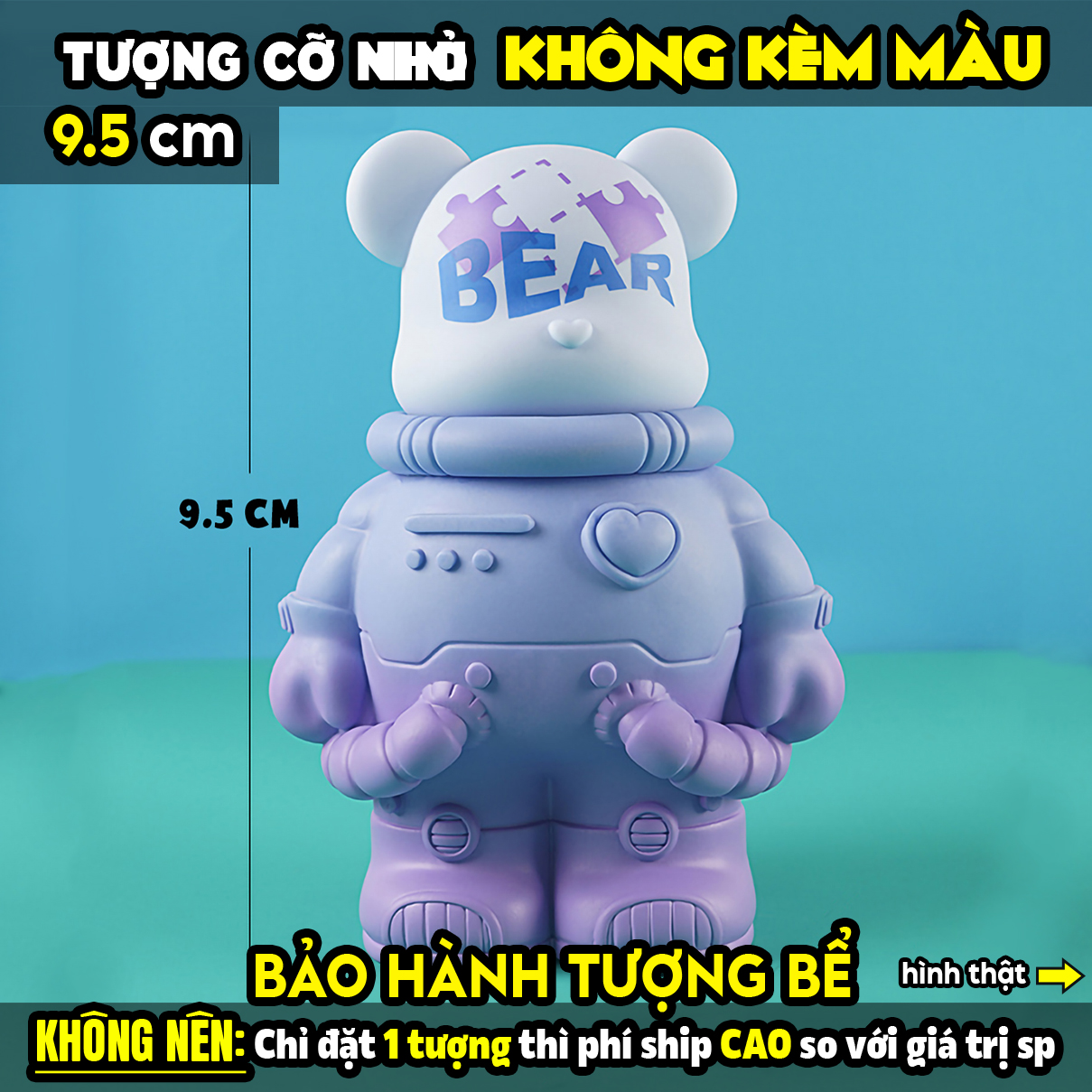 Tượng tô màu chọn mẫu, GẤU BEARBRICK PHI HÀNH GIA, size L, tượng thạch cao (Không kèm màu), tô tượng