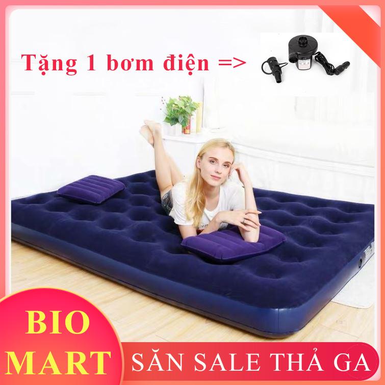 [TẶNG BƠM ĐIỆN] Đệm hơi cao cấp tặng kèm bơm điện - Đệm bơm hơi 185x76x22 - BIO22