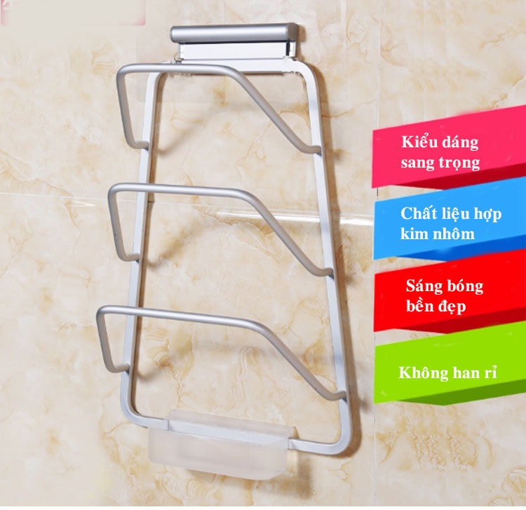 Giá để vung xoong nồi 3 tầng hợp kim nhôm