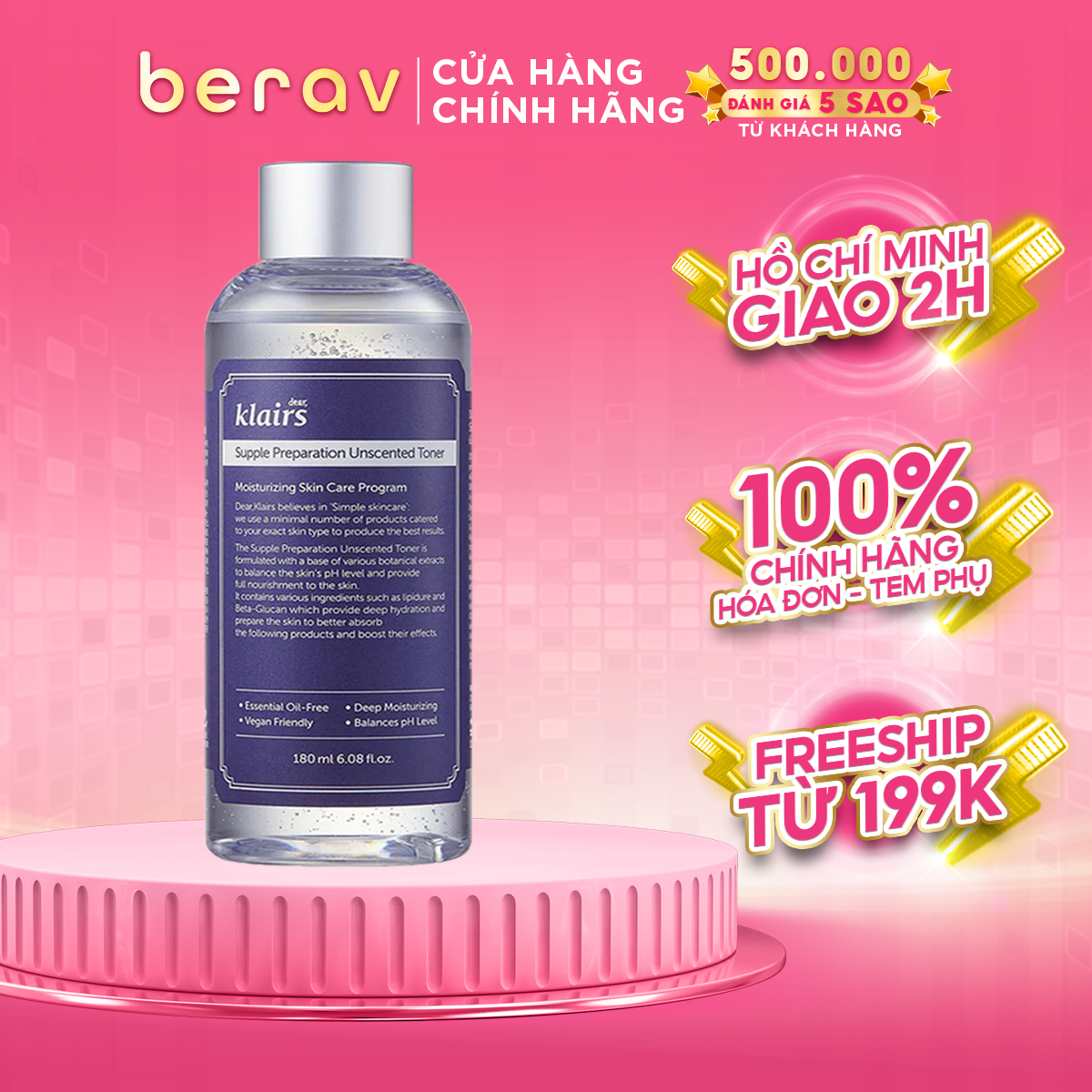 Nước Hoa Hồng Dear Klairs Unscented Không Mùi, Chống Viêm Dưỡng Ẩm Dear Klairs Supple Preparation Toner 180ml