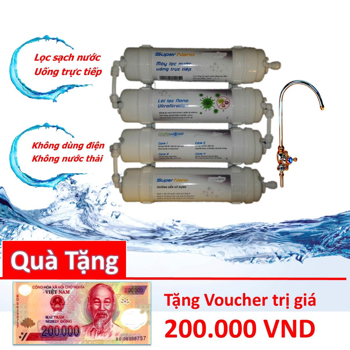 [HCM](BH 10 NĂM) Máy lọc nước Uống trực tiếp Supper Nano 4 Cấp lọc diệt sạch vi khuẩn chất độc