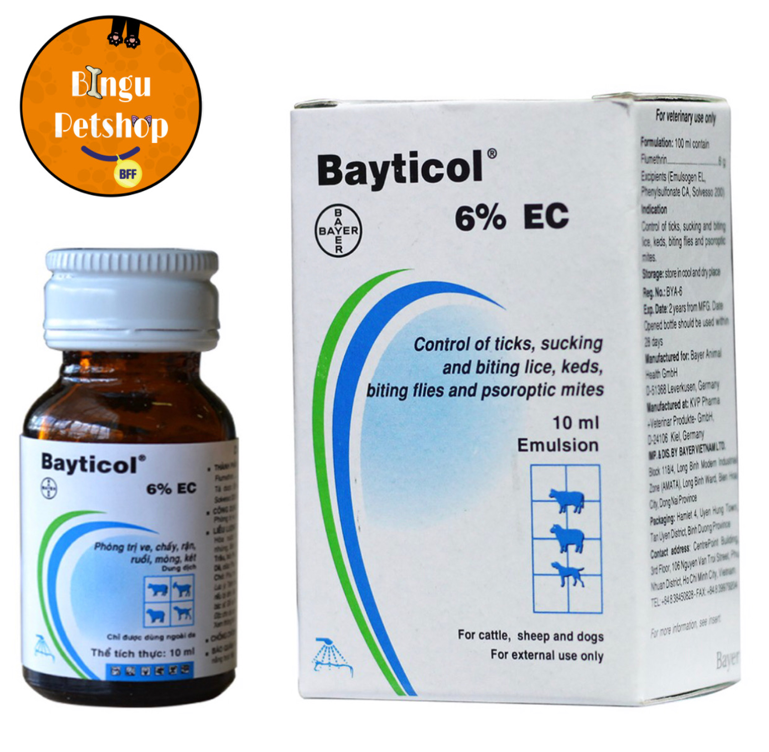 Dung dịch pha tắm hoặc phun xịt trị ghẻ, ve rận trên chó - Bayticol