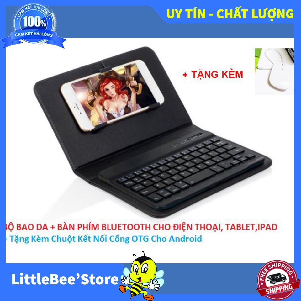 Điện Thoại Thông Minh,Bàn Phím Rời choIpad,Bao Da Cho Iphone, Bao Da Cho Điện Thoại,Tablet - Chọn Mua BAO DA BÀN PHÍM BLUETOOTH Cho Tất Cả Smartphone,Máy Tính Bảng+ Tặng Kèm Chuột Kết Nối Cổng OTG Cho Android
