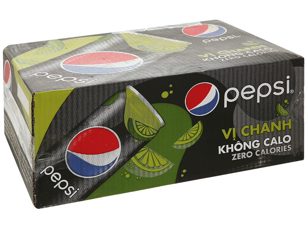 Thùng 24 lon nước ngọt Pepsi không calo vị chanh 330ml