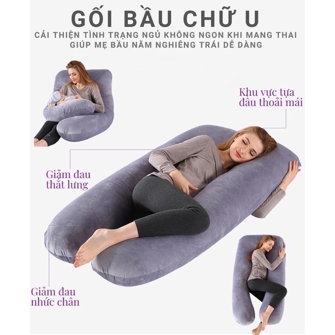 Gối ôm chữ u cho bà bầu vải nhung mịn,vải cottong,vải muslin loại đẹp tặng thêm bông dự phòng